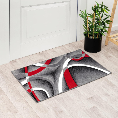 Persian Area Rugs Store 2305 Geometric Abstract Gray 2x3 ft. Area Rug for Entryway $59