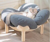 Tucker Murphy Pet&trade; Elevated Cat Bed Wooden With Cushion Fluffy Pet Couch Sofa For Indoor Cats Raised Kitty Lounge Chair Suitable For Puppy, Cat Furniture (Dark Gray) $99