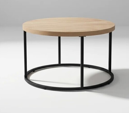 Latitude Run&reg; Modern Industrial Round Coffee Table with Sturdy Metal Base and Scratch-Resistant Wood Finish Similar to Picture $299