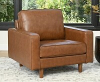 Jasper Modern Top-Grain Leather Armchair Similar to Picture New Open Box $499