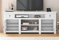 Uforic Media Console with Built-in Power Socket, TV Cabinet for Screens up to 80'' with 2 Shelves $299