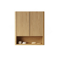 Latitude Run 26" Wall-Mounted Striped Bathroom Cabinet, With Doors, Shelf And Open Storage Compartment Over The Toilet Storage Cabinet For Bathroom, Kitchen, Laundry Room, Golden Oak Woodgrain Color Finish, New in Box $499