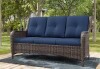 Joyside 3-Seat Wicker Outdoor Patio Sofa Sectional Couch with Blue Cushions New in Box $699