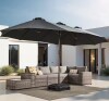Toject 15 ft. x 9 ft. Rectangular Metal Double-sided Market Patio Umbrella with Base and Crank New in Box $399
