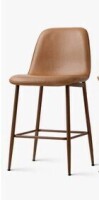 George Oliver 26 inch Faux Leather Counter Stools with Walnut Finish Metal Legs $299