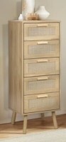 Dakota Fields Rattan Dresser For Bedroom, Tall Dresser With 5 Hand Made Rattan Decorated Drawers, Small Chest Of Drawers New in Box $299
