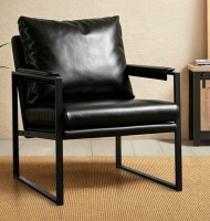 17 Stories 26" Industrial Faux Leather Accent Chair with Metal Frame $399