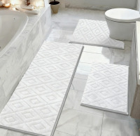 Latitude Run&reg; 3-Piece Checkered Absorbent Non-Slip Bathroom Rug $99