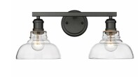 Golden Lighting Carver 2-Light Bathroom Vanity Light in Matte Black New In Box $299