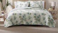 Tommy Bahama Reversible Cotton Bedding, Floral Bedding (Serenity Palm Blue, Queen) New In Box $199