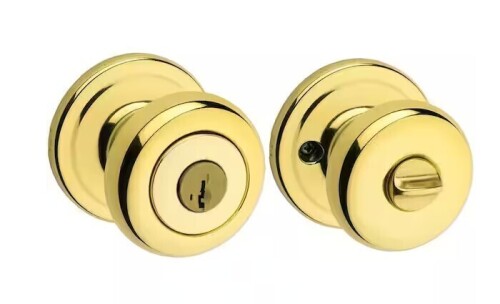 Kwikset Juno Polished Brass Entry Door Knob Featuring SmartKey Security with Microban Antimicrobial Technology / Kwikset Sedona Satin Brass Hall/Closet Door Handle / Assorted $79