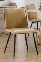 17 Stories Keava 19" Wide Modern Farmhouse Dining Side Chair in Distressed Leather with Natural Shading $299