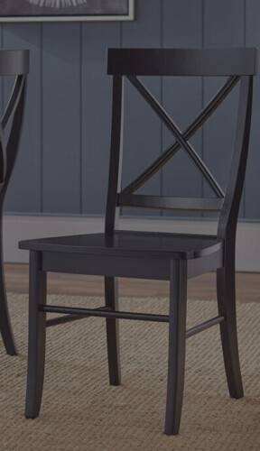 Dove Cove Bellmead Solid Wood Cross Back Side Chair in Black New in Box $299