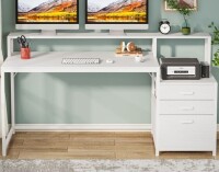 17 Stories Denfield Desk with Hutch, Drawers, File Cabinet, Elevated Monitor Riser Stand $299