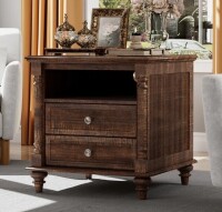 Alcott Hill 24" Farmhouse Side Table with Charging Station & Large 2 Drawers New In Box $299