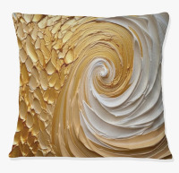 Design Art Gold Eternal Swirl I - Abstract Spirals Printed 16" x 16" Throw Pillow New In Box $79