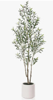 Primrue 5' Altman Faux Olive Tree in White Planter, Lifelike Fake Olive Plant for Indoor and Outdoor Decor New In Box $299