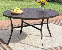 Phi Villa Outdoor Table Round Outdoor Dining Table 54-in W x 54-in L with Umbrella Hole New in Box $499