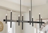 Mercer41 Trivon 8 - Light Dimmable Linear Kitchen Island Chandelier in Black New in Box $599