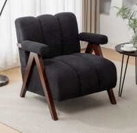 George Oliver Draedyn Upholstered Boucle Armchair with Solid Wood Legs $499