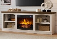 Gracie Oaks 70" Farmhouse Fireplace Tv Stand For 80 Inch Tv, Large Tv Console Table For Living Room, White+Barnwood $399