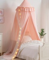 KingSo Large Bed Canopy with Star Lights, Double Layer Canopy for Bed, Canopy Bed Curtain New In Box $199
