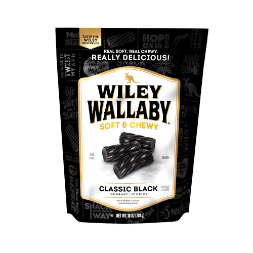 Wiley Wallaby Licorice Classic Gourmet Soft & Chewy Australian Black Licorice Candy Twists, 10 oz Bag New Best by 5/2027