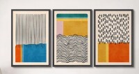IDEA4WALL Abstract Vibrant Color Blocks "Mid-century Modern Colorful Blocks Artwork, Multicolor Geometric Wall Pictures, Large Framed Canvas Giclee Print 3 Pieces Wall Art Set", 24" x 36" New In Box $199