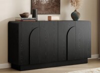 Corrigan Studio 60" Curved Sideboard With Adjustable Shelf & 4 Doors, Storage Buffet Cabinet With Fan-shaped Door Handles $499
