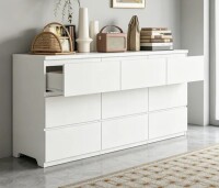 Wrought Studio 9 Drawer Dresser With No Handle Design, Modern White Matte Wood Dresser For Bedroom, Storage Chest Of Drawers $499