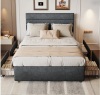Latitude Run Candler Queen Modern Bed With 4 Drawers And Headboard, Velvet Upholstered Platform Bed, Sturdy Metal & Wooden Slats Support, No Box Spring Needed, Easy Assembly in Gray New in Box $499