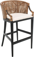 SAFAVIEH Furniture - Brando Rattan Bar Stool - Brown & Black - Solid Wood - Coastal Rattan-Back Design - Ideal for Kitchen, Bar Area, Dining Room New In Box $399