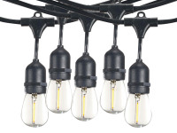 Bulbrite 12 Socket, 30 ft. String Light with Clear 2700K S14 LED Filament Bulbs New In Box $99