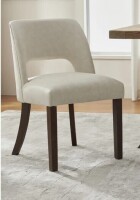 Lark Manor VKNOW Faux Leather Upholstered Dining Chair, High-Density Foam Cushion, Walnut Rubber Wood Legs for Dining Room, Bedroom, Beige New In Box $299