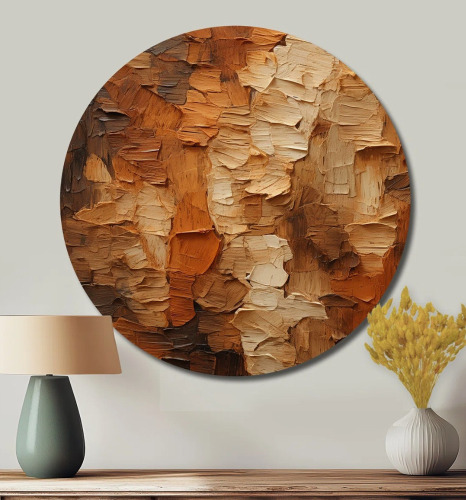 Ivy Bronx Brown tree bark Essence 2 - Landscapes Round Metal Art, 36" x 36" New In Box $299