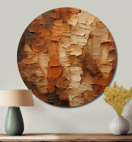 Ivy Bronx Brown tree bark Essence 2 - Landscapes Round Metal Art, 36" x 36" New In Box $299