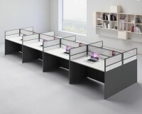 Vifoto Rectangle White/Grey 8 Person Office Cubicle Desk with Cable,And Privacy Screens New in Box $2499