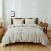 Simple&Opulence 100% Washed Linen Duvet Cover Set 5pcs (1 Duvet Cover & 2 Shams & 2 Pillowcases) Basic Style Natural French Flax Soft Breathable Farmhouse Bedding (Queen, Linen) New in Box $299