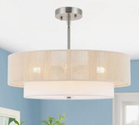 Beachcrest Home&trade; Reenat 4-Light Dimmable Shaded Drum Semi Flush Mount Chandelier New In Box $299