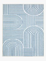 Ivy Bronx Celeta Washable Abstract Japandi Rainbow Striped Blue Area Rug - Colorful Modern Carpet for Living Room, Bedroom, or Office Decor, 8' x 10' $299