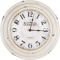 Yosemite Home Decor 40.64cm Circular Iron Wall Clock, Frame, White Face, Text, Black Hands New In Box $199