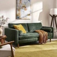Latitude Run Latitude Run Saltzman Mid-Century Modern Loveseat with Tufted Back and Solid Wood Legs New in Box $599