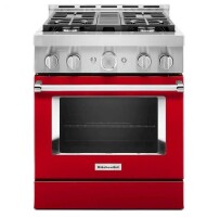 KitchenAid - 30 in. Wide 4 burners Commercial-Style 4.1 cu. ft. Slide-In Gas True Convection Range with Self-Cleaning - Passion Red New Floor Model $6999