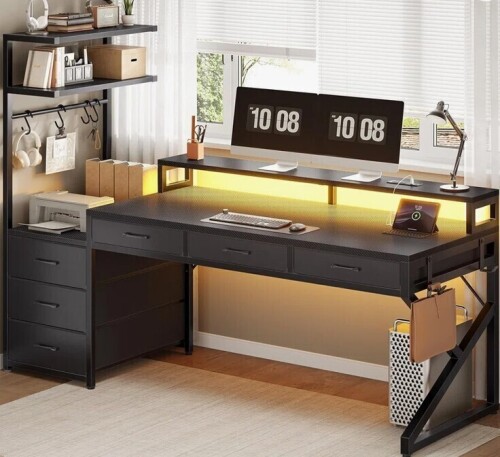 Wrought Studio 55" Computer Desk With 6 Drawers Home Office Desk New in Box $299