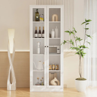 Ebern Designs 70.9'' Kitchen Pantry Cabinet With Glass Door, White, New in Box $699