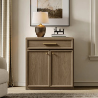 Hokku Designs Cesiro 30" Wide Accent Chest With Drawer And Adjustable Shelves, Walnut Brown, New in Box $299