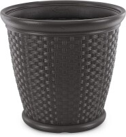 Suncast Sonora 22" Plastic Wicker Indoor or Outdoor Decorative Garden Flower Planter, Dark Brown, New in Box $299