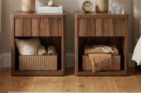 Ebern Designs Mahlea 22.6" W 1 Drawer Nightstand (Set of 2) in Walnut New in Box $399