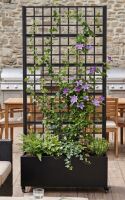 Arlmont & Co 73"H&times;35"W Conall Galvanized Metal Planter Box with Trellis and Wheels New in Box $299
