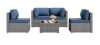 Walsunny Patio Furniture 5 Pieces Outdoor Sectional Sofas, Sliver Wicker, Deep Blue, New Open Box $699